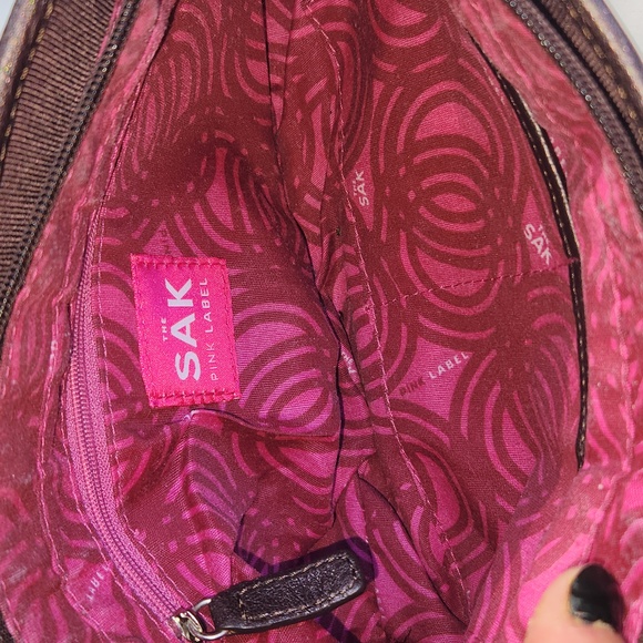 The Sak Pink Label Y2K Shoulder Bag - Pebbled Leather in Metallic Plum Color - Picture 7 of 16